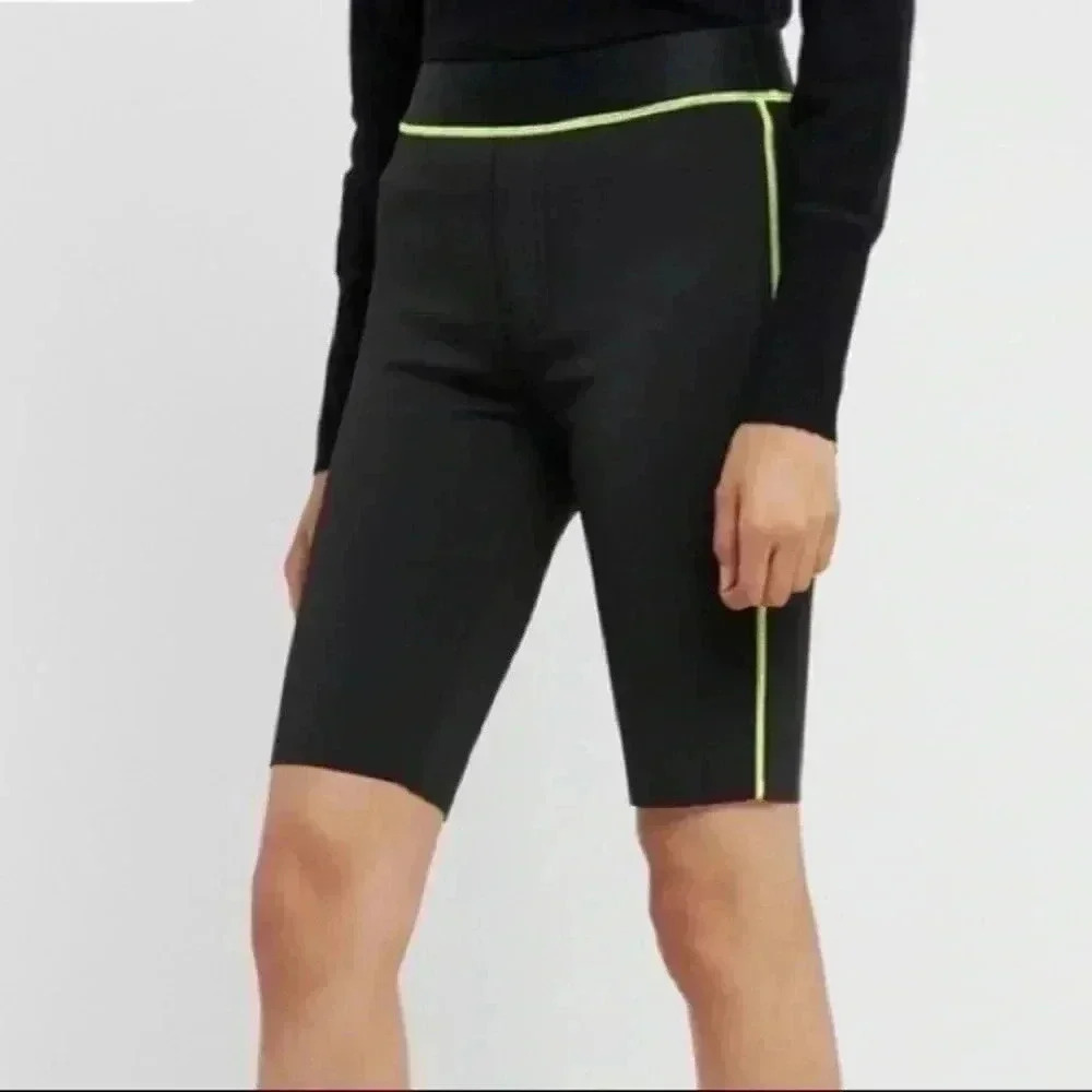 J Brand Dellah Bermuda Biker Shorts with Neon Lining Size 26